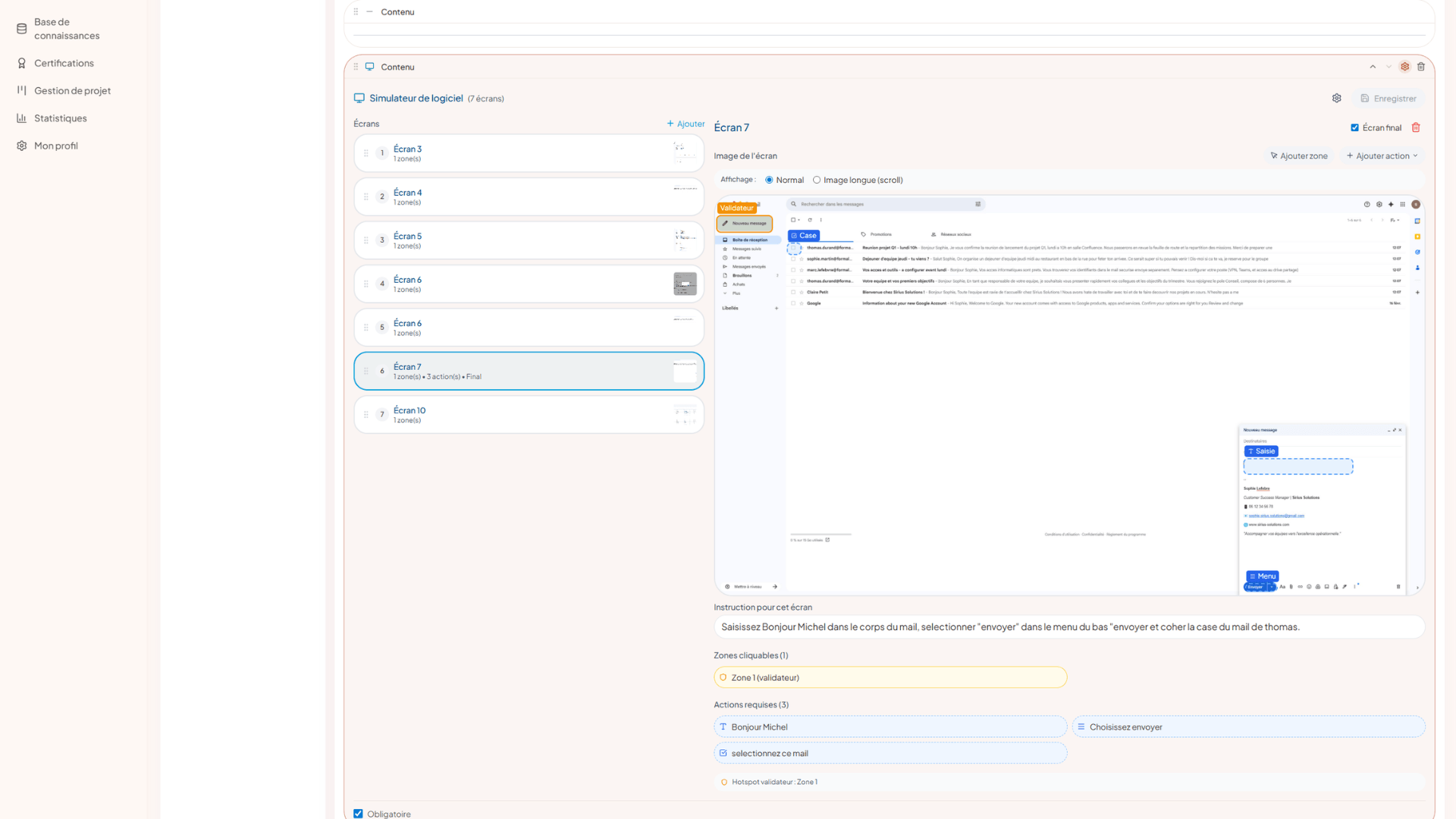 Simulateur logiciel Ondako — pratique interactive pas-à-pas sur captures réelles